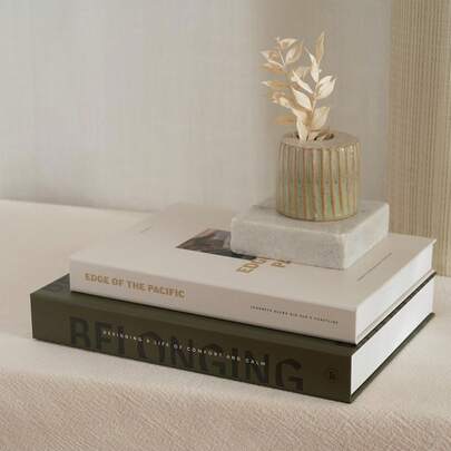 2pcs/Set Faux Decorative Books, Olive Green And Beige, Home Decor Accessories Suitable For Living Room, Bedroom And Office, Modern Home Decor Accents