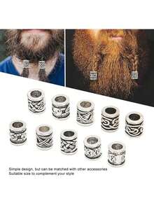 EstiloCuentas Vikingas Nórdicas para Cabello y Pulseras, 10 Piezas de Cuentas Trenzadas para Collares y ColgantesVersión mejorada - 1 - Ver 3