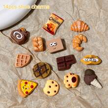 14pcs Cute Coffee Series Shoe Charms DIY Set, Fun Resin Shoe Charms, Durable, Detachable Design, Perfect Match For Summer Sandals - Brown - View 6