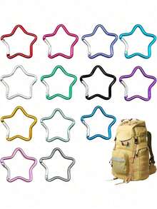 铝制星形登山扣创意弹簧夹钥匙扣户外露营徒步旅行配件旅行必备 - 彩色 - 查看 8