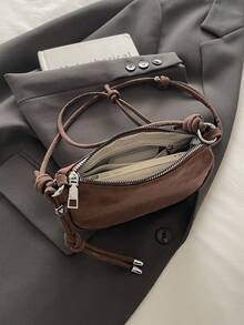 Mini Lychee Texture Crossbody Bag For Women, New Stylish Compact Daily Versatile Shoulder Bag - Coffee - View 4
