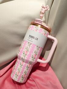 STANLEYo X LOVESHACKFANCYo 40oz / 1183ml Limited Edition Flowstates QUENCHERs H2.0 Tumbler With Straw. Floral-Core: Always In Style. Roses, Purple, Blue And White Flowers. Double-Wall Vacuum Insulation. Textured Comfort-Grip Handle. It's Very Suitable As A Gift. Can Be Used For Outdoor Sports, Heat Preservation Time Cold And Hot Water. Can Be Insulated, Exquisite Workmanship, Frozen Drinks, Beautiful Appearance. (Gift Box Packaging) - 40oz/1183ml - Xem 9