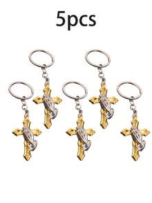 1pc/5pcs/10pcs Creative Metal Cross Keychain, Prayer Cross Keyring, Gift Box Decor, Small Accessory, Bag Charm, Car Key Chain, Key Lanyard, Keychain, Key Chain Accessory, Keyring, Couples Keychain, Gift For Her, Gift For Him, Small Gift, Birthday Gift, Friend Gift, Holiday Gift, Event Souvenir, Party Favor - Multicolor - View 13