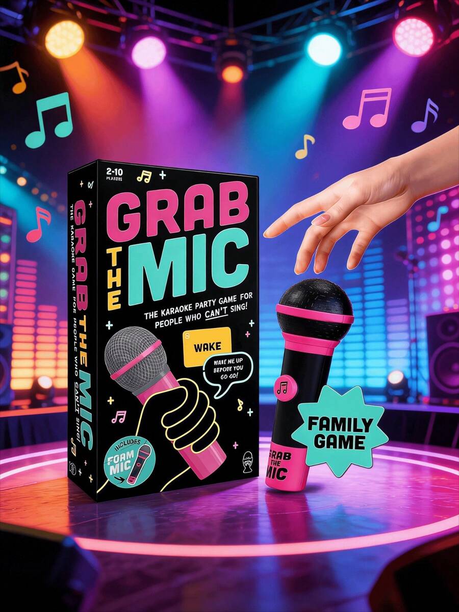 Lucky Microphone Grab! Family Karaoke Trivia Game - Perfect Birthday Christmas Party Supplies & Kids Gift - Micrô Grab-A - Xem 1