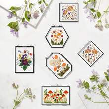 Pressed Flower Frames With Tweezers, Wall Hanging Double Glass Picture Frames With Chain For Dried Flowers Plants Wall Decor,Only Frame (Gold-4PCS) BSDB053 - Đen-6 chiếc - Xem 4