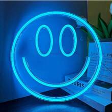 1pc Neon Smiling Face Light, LED Neon Face Wall Decor Sign, USB Powered Yellow Neon Light, Suitable For Bedroom, Room, Wedding Party Decoration - Multicolor - View 5