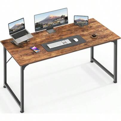 Computer Desk, 48 Inch Office Desk, Gaming Desk With Storage, Writing Desk Work Desk For Home Office, Study, Modern Simple Desk, Large Legroom, Metal Frame, Rustic Brown