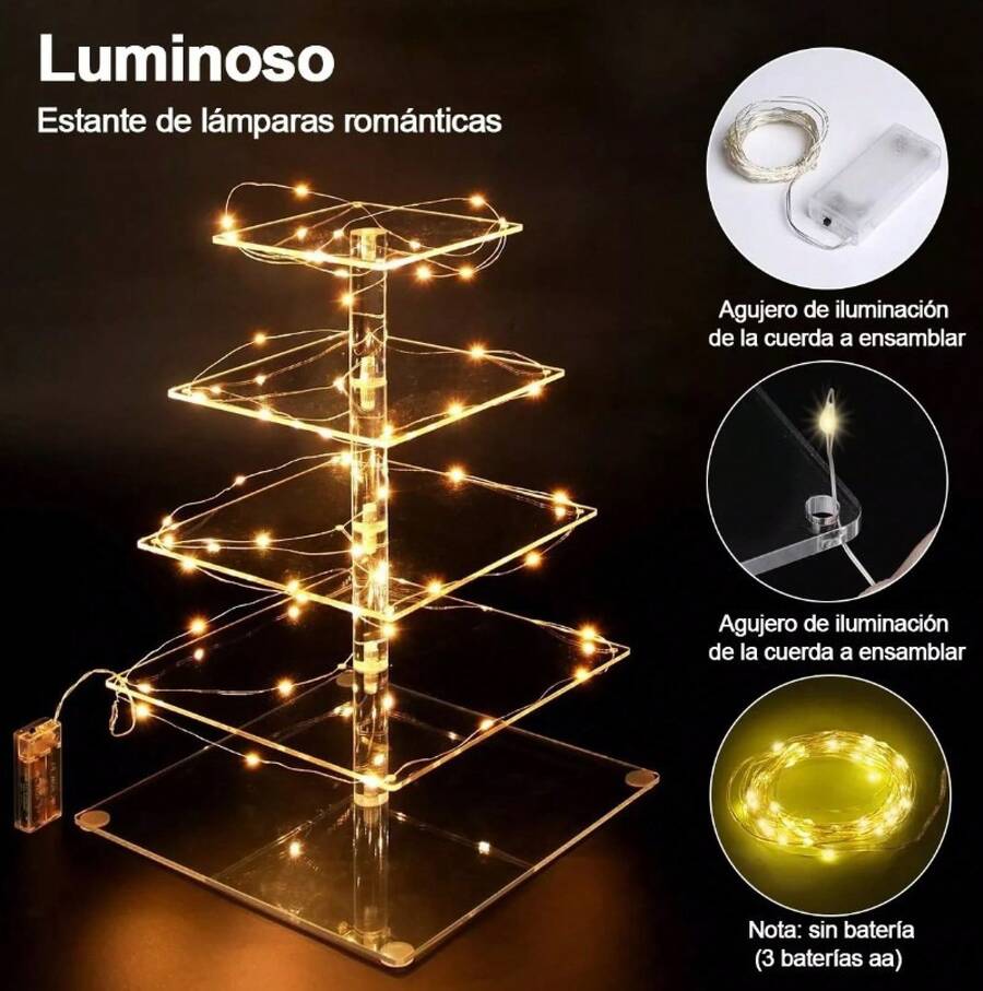 TendenciaSoporte Para Cupcakes De Postre De 5 Niveles Con Luces LedCalidad premium - Transparente - Ver 1