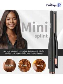 PinkSings Plancha de pelo plana mini de 15 mm, alisador tipo lápiz, adecuado para cabello corto, mini alisador de cabello con placa flotante y función de apagado automático - Ver 3