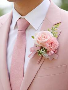 1/2件組 菊花&玫瑰胸花與手腕花飾套組，適合婚禮、派對、晚宴、舞會、旅行、週年紀念 - 彩色 - 查看 14