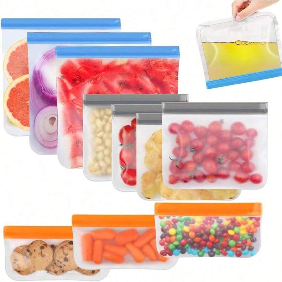 bolsas silicona reutilizables 10 Piezas10 Bolsas de Silicona para Alimentos bolsa silicona reutilizable bolsa de silicona bolsas de silicona para congelar alimentos Tres combinaciones - como en la foto - Ver 1