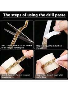 Estilo5 Rollos De Tiras Autoadhesivas De Diamantes De ImitacióN, 1 Yarda/Rollo De 1 Cm De Ancho, Cinta De Diamantes De ImitacióN De Cristal Ostentoso Cortable Para DecoracióN De Manualidades DIYVersióN Mejorada - 1 - Ver 6