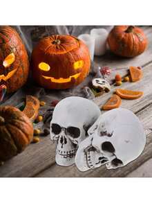 EstiloCiieeo 2 Uds RéPlica De CráNeo Humano De SimulacióN Falsa Estatua De CráNeo Humano Cabeza De Esqueleto De PláStico Para DecoracióN De HalloweenVersióN Mejorada - 1 - Ver 6