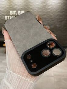 Premium Gray Leather Phone Case, Minimalist & Fashionable PU Leather, Soft-Touch Suede Finish, Anti-Scratch, Anti-Slip, Fingerprint-Resistant, Lens Protection, Compatible With IPhone 16/13, 17 Pro Max/17, 17 Pro