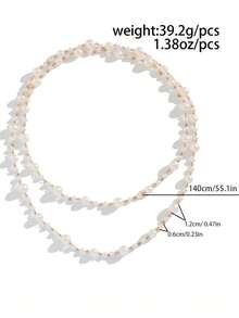 قلادة طبقات من الخرز المزيف اللؤلؤي الأنيق بطراز عتيق، قلادة طويلة مع قلادة بروك مختلفة الأحجام من اللؤلؤ المزيف، مناسبة للنساء للاستخدام اليومي والزفاف والعطلات والحفلات - أبيض - مشاهدة 6