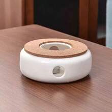 1pc Ceramic Candle Warmer Tea Coaster, Fruit & Flower Tea Warmer (Candle Not Included) + 1pc 500ml/17oz Thick Heat-Resistant Glass Teapot With Handle For Boiling Water, Flower Tea