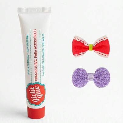Cola 100% Natural Para Lacinho Bebê Menina Careca + Lacinho Brinde | Remoção Simples c/ Água | Girlie Glue