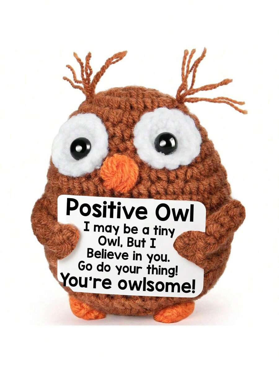1pc Crocheted Owl Figurine - Emotional Encouragement Crochet Gift, Suitable For Women And Men, As Birthday, Christmas, Friend, Colleague, Teacher Gifts, Self-Care, Office Desk, Home Decor, Autumn Decoration, Relaxation And Encouragement - Multicolor - View 1