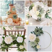 [Free Shipping]Artificial Flowers Combo Box Set Fake Flowers Dahlia White Roses Green Leaf With Stems For DIY Wedding Bouquets Ba By Shower Party Home Decoration - ClassicWhite - View 8