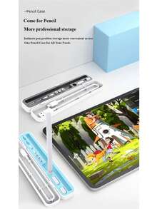 Minimalist Solid Color Computer Accessories Storage Box, Capacitive Pen Tip Adapter Accessories, Pen Case - Baby Blue - View 5