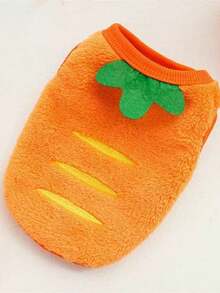 1pc Coral Fleece Carrot & Strawberry Shaped Autumn/Winter Warm Rabbit/Guinea Pig Vest, Soft & Comfortable Cartoon Pet Clothing - Multicolor - View 7