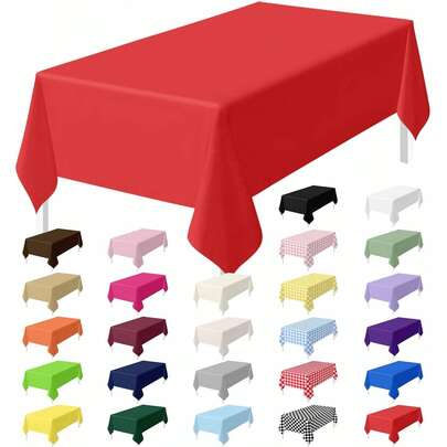 1件，54x108英寸，高品质一次性塑料桌布，装饰性长方形一次性桌布，白色塑料桌布，适用于活动、婚礼、室内外场合、派对，也适用于万圣节派对、活动和婚礼、室内外场合、圣诞派对用品