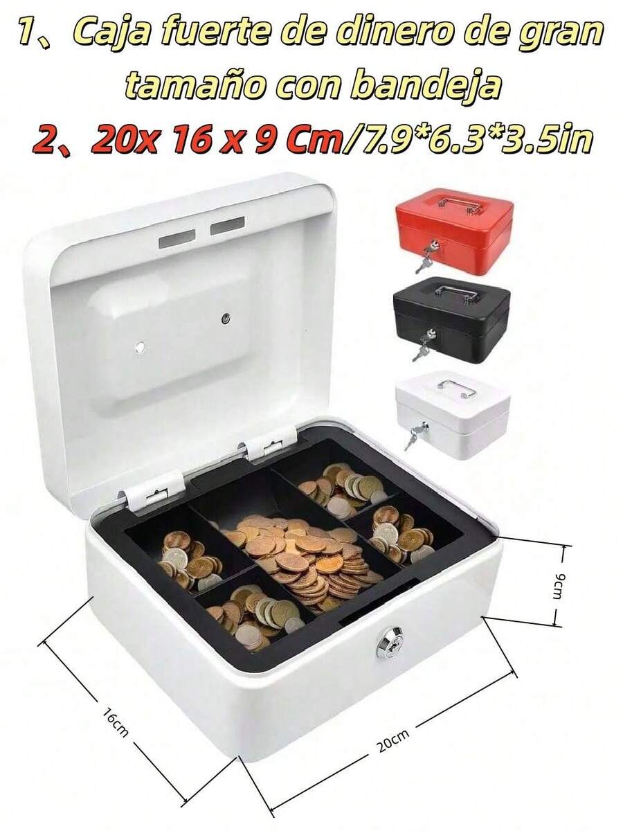 MEFENY Saf Security Money Box, Medium Matte Metallic Cash Box