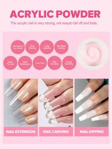 peacecolor 28pcs Acrylic Nail Art Kit - 10g Clear, White, Pink, Nude Pink Acrylic Powder & Decorative Glitter, Nail Brushes, DIY Acrylic Nail Kit For Women, Nail Salon, Valentine's Day Gift Nails - Multicolor - View 5