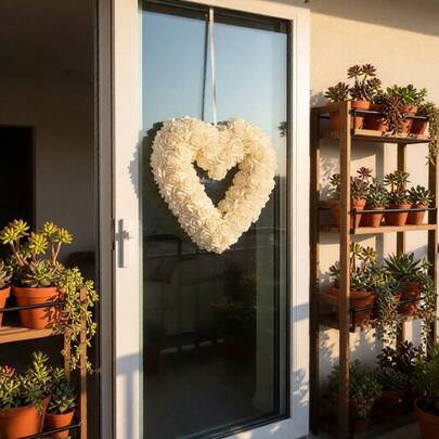 Artificial Flower HeartHeart-Shaped Door Hanger For Front Door Decoration - Cozy Home Entryway Accent