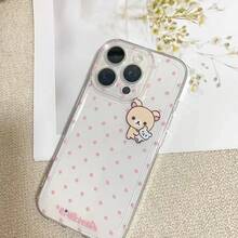 Domestic Shipping R-Rilakkumas Apple Phone Case Adorable Cartoon Bear Phone Case With Pink Polka Dots, Perfect For Y2K Kawaii Style  Phone Case Suitable For  17/16/15/14/13/12/11/Air/Pro/ProMax/Plus  Galaxy S21/22/S23/S24/S25 Plus Fe Ultra, A15/A16/A35 Cute Phone Case Anti-Drop Anti-Fingerprint - 彩色 - 查看 6