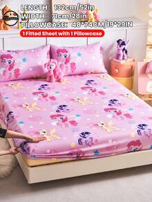 2/3件組 My Little Pony 印花包床單套組，親膚床墊保護套，舒適柔軟，多尺寸，適用 Full/Twin/Double/Queen/King 床，可機洗，卡通角色設計 - 彩色 - 查看 9