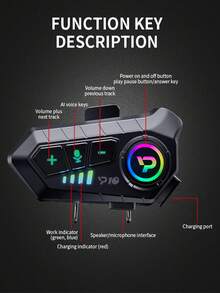 2pcs Motorcycle Helmet Headphones, Bluetooth 5.3 Wireless Noise Cancelling Headphones With 16 RGB Lighting Modes, Super Long Battery Life, Dual Noise Cancellation/Auto Answer/Call/Music Control - A - View 2