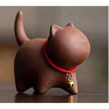 Juego deé de cerámica Kung Fu de gato lindo de arcilla púrpura, accesorios para decoración del hogar, decoraciones de arte delé, vajilla de gatito - 01 - Ver 2