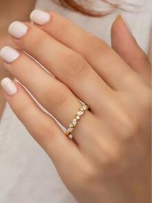 1枚优雅可叠戴树叶形戒指，女士简约休闲饰品，适合日常佩戴（无包装盒） - 戒指 - 查看 7