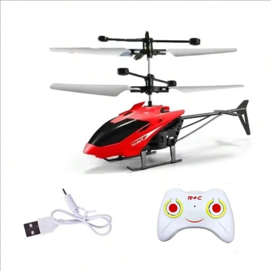 Rechargeable Remote-Controlled Airplane With Integrated Two-Way Sensory Suspension And Toy Helicopter Sensor. - Red - View 1