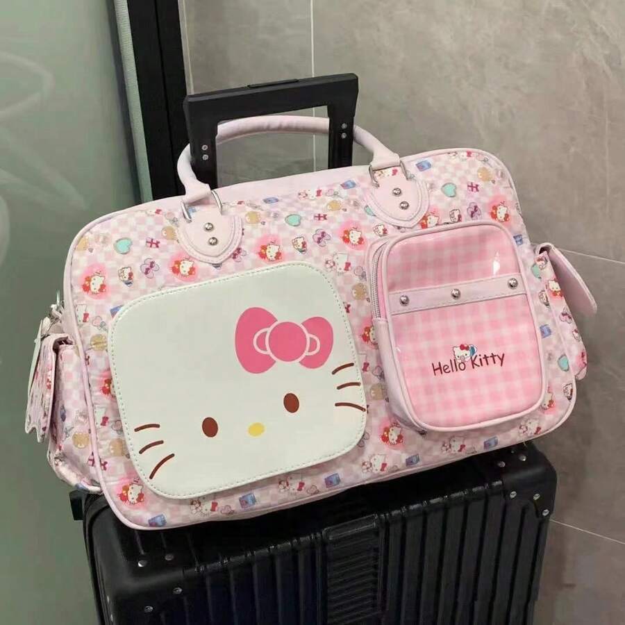 Sanrio 2025 New Hello Kitty Travel Bag, Large Capacity Handbag, Multifunctional Travel & Gym Bag, Portable Bag, Women's Holiday & Valentine's Day Gift Luggage Bag Duffle Bag Overnight Bag Durable Travel Organizer Cruise Essential Vacation Essentials For Men Women Travel Essential Holiday Essential Travel Must Haves - Multicolor - View 1