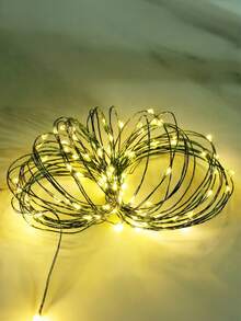 1 Set Of 10/20/30/50/100/200 Lights, 1/2/3/5/10/20 Meter Christmas Green Copper Wire Luminous Color Light String, Festive Atmosphere Light String, Invisible Copper Wire Light, Warm Night Light, Cute Little Gift, Holiday Gift, Room Decoration Night Light, Shopping Mall Event, Boyfriend/Girlfriend Gift, Dad/Mom Gift - Huang Guang - View 7