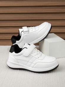 1 Pair Children's Fashion Low-Top Sneakers, Soft Sole Non-Slip Comfortable, Easy Hook And Loop Closure, Suitable For Boys/Girls Daily Wear, School, Students, Multi-Scene Matching, Running Shoes, Casual Shoes