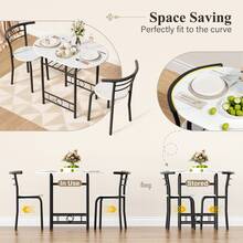 Flamaker Furmax 3 Piece Wood Round Table & Chair Set For Dining Room Kitchen Bar Breakfast, With Wine Storage Rack, Space Saving - 黑與白 - 查看 2