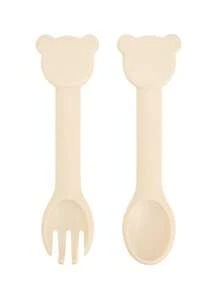 2PCS Print On Demand Baby Silicone Spoon Fork Baby Training Tableware Self Feeding Utensils Baby Shower Gift Baby Essentials Gifts - Multicolor - View 13