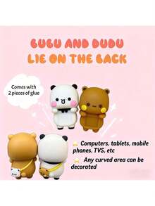 Estilo2 Piezas De DecoracióN De Osos De Bubu Y Dudu, Figura De Oso De Dibujos Animados, Divertida DecoracióN De Burbujas De Resina Para DecoracióN De Monitor De Computadora, VisualizacióN DeVersióN Mejorada - 1 - Ver 4