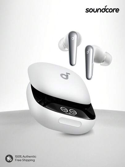 Soundcore Anker Liberty 4 Pro trådlösa brusreducerande hörlurar, utrustade med 7 sensorer och adaptiv brusreducering i realtid, 2 gånger snabbare laddning, Hi-Fi-ljudkvalitet i studioklass, 6 mikrofoner och AI-teknik för tydliga samtal.