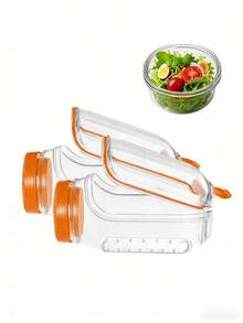 1000ml Vertical Layered Salad Container, Leak-Proof Lunch Box With Dressing Cup, All-In-One Lid And Container Design, Suitable For Office, Gym, Picnic (Orange/Green)