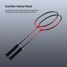 HUNDRED POWERTEK 100 Juego de 2 Raqueta de bádminton con Cubierta Completa - Rojonegro - Ver 7