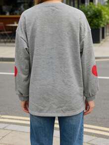 Oversized Graphic Sweatshirts For Women Easter Bunny Print Pullover Loose Fit Long Sleeve Tops For Spring Fall - 灰色 - 查看 6