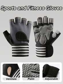 1 Pair Men's Breathable Wrist Protection Gloves, Gym Weightlifting Dumbbell Half Finger Sports Gloves, Outdoor Cycling Wear-Resistant Breathable Half Finger Gloves, Sports Training Unisex Half Finger Gloves Vacation Outfits - Multicolor - View 9