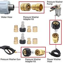 Juego de adaptadores para Lavadora a presión Juego de Conector rápido de tubería de Agua conversión portátil de latón + ABS para Manguera de jardín kit de desconexión rápida - como en la foto - Ver 3