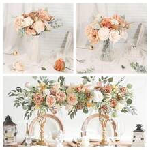[Free Shipping]Artificial Flowers Combo Box Set Fake Flowers With Stems Artificial Bouquet Flowers For Wedding Centerpieces Arrangements Ba By Shower Party Home Decor - 優雅香檳 - 查看 7