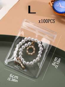 100个/5个装透明可重复密封PVC首饰袋，首饰收纳袋，首饰展示袋，防止氧化和变暗，适用于耳环、项链、首饰、小礼物、配饰、派对礼品袋，透明大号/透明加大号 - 無色 - 查看 9