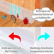 HALMAN Guardapolvo Adherible Para Puerta Evita Insectos Y Polvo 5 M,Rollo de 5m de tira de sellado para puerta anti-robo, tira autoadhesiva resistente al desgaste y a prueba de viento para sellar espacios en puertas, insonorización y protección contra impactos, clima, sonido, agua e insectos,Cinta de sellado inferior de la puerta tiene un adhesivo de alto rendimiento que se adhiere a la mayoría de las superficies y es ideal para marcos de puertas y ventanas. La cinta de sellado inferior de la puerta es resistente al agua, al viento, a la corrosión, al calor, al envejecimiento, al moho y al ácido. Proteger de la lluvia y el frío, proporcionando un ambiente limpio y cálido. - Blanco - Ver 9
